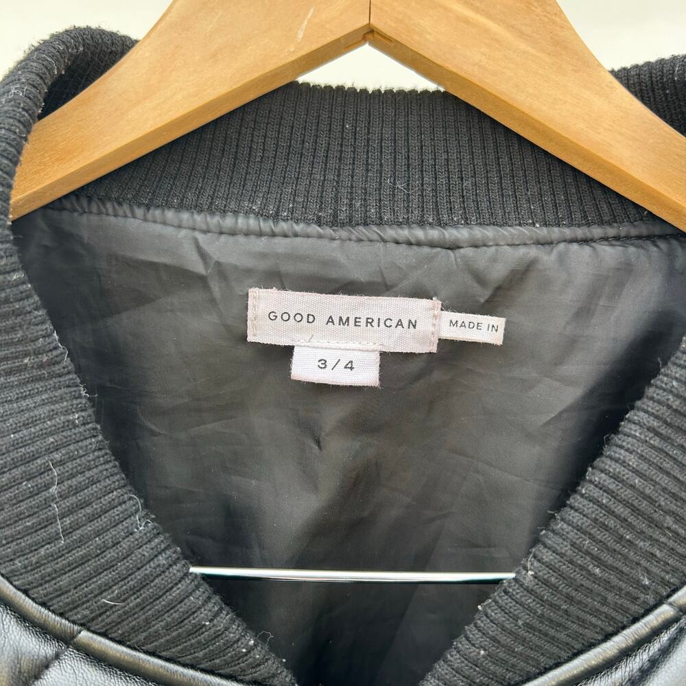 Good American Better Than Leather Quilter Bomber Puffy Jacket Plus Size 22 Black - Picture 4 of 10
